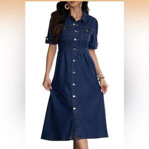 Elegant Blue Denim Maxi Dress